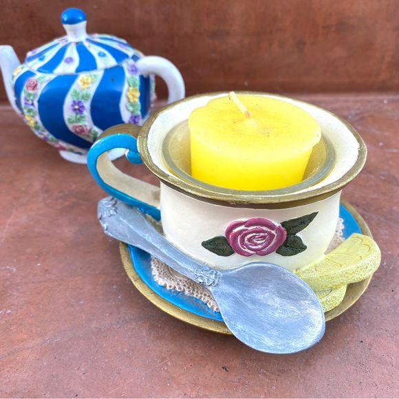 2 set mini teapot container votive candle holder teacup decor trinket mini bowl - Picture 2 of 13